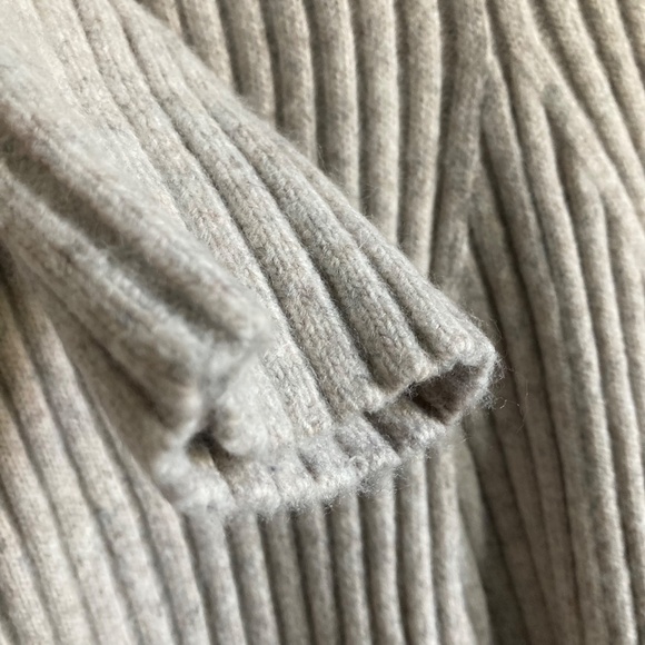 Rib Knit Mini Flare Sweater Dress Oatmeal Grey/Cream NWOT - Picture 4 of 7